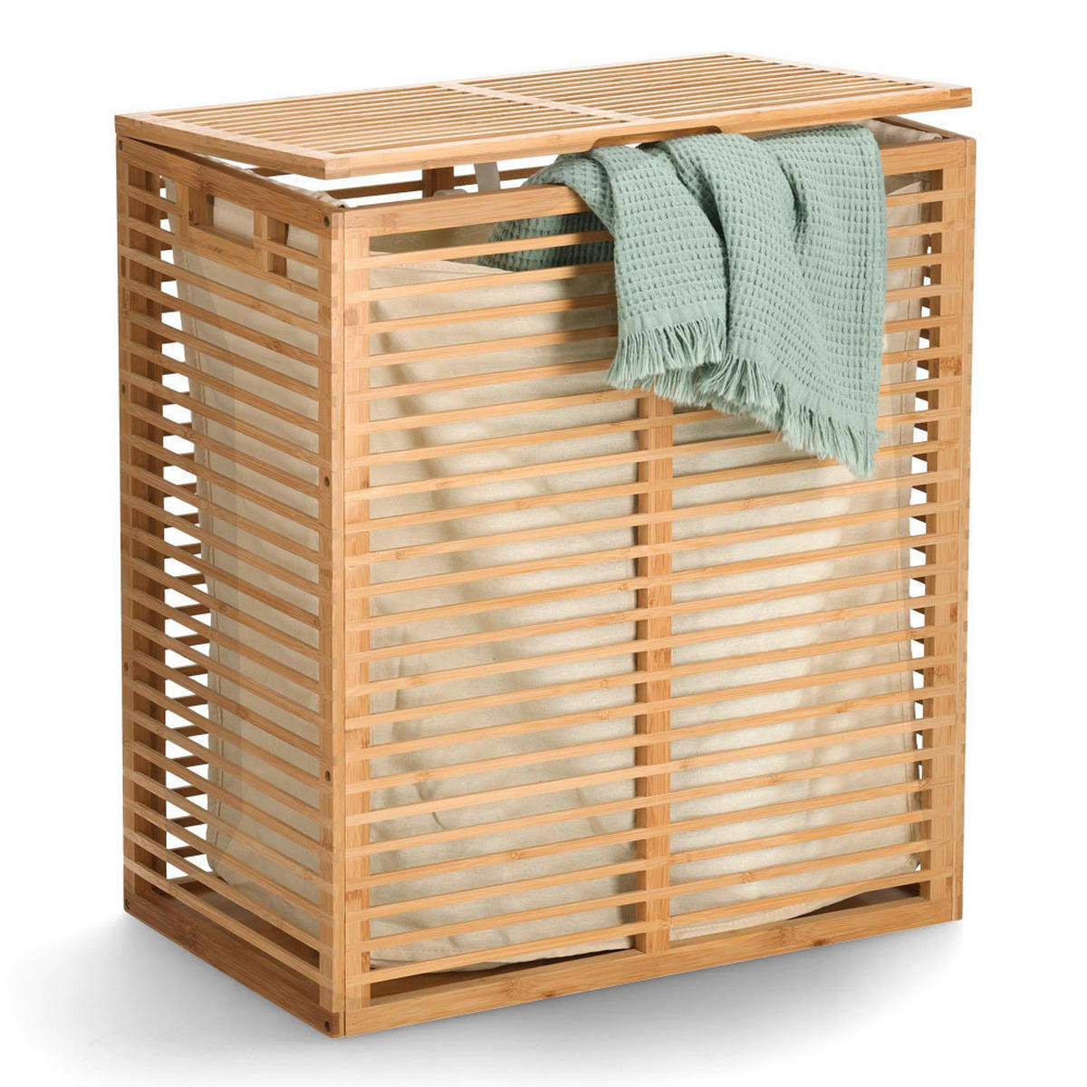 WÄSCHESAMMLER - Naturfarben, Basics, Holz (53,5/33/61cm) - Zeller Present