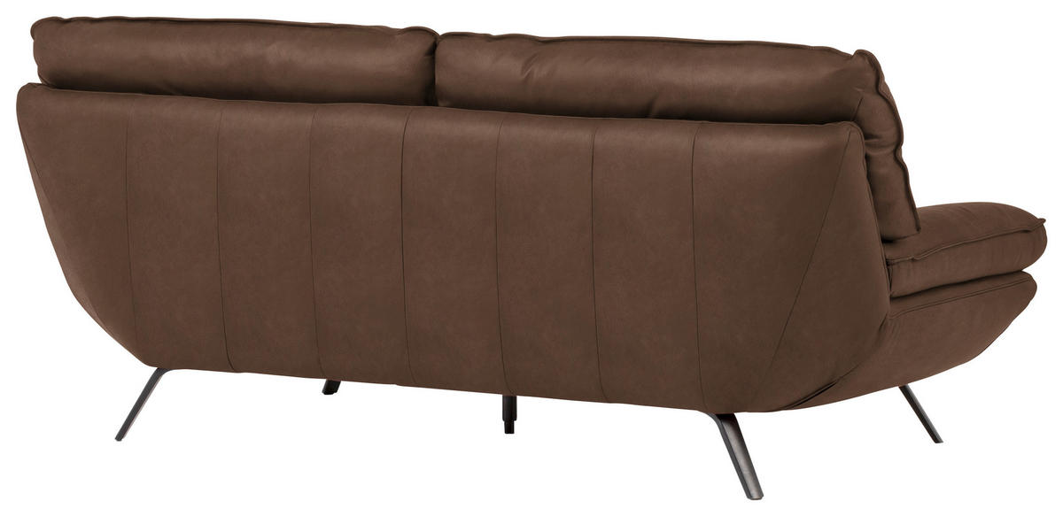 2,5-SITZER in Echtleder Dunkelbraun  - Dunkelbraun/Schwarz, Design, Leder/Metall (206/94/95cm) - Celina