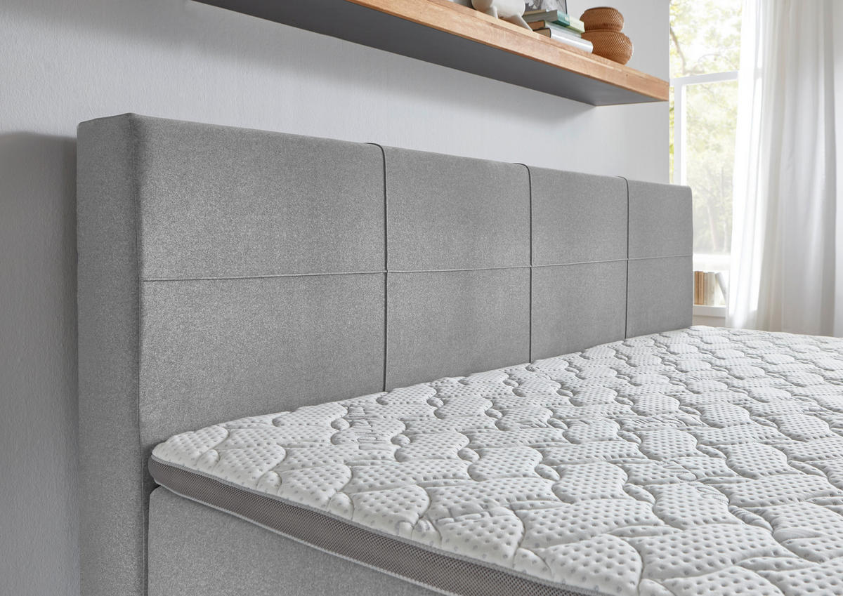 FAMILIENBOXSPRINGBETT 240/200 cm  in Hellgrau  - Chromfarben/Hellgrau, KONVENTIONELL, Holz/Kunststoff (240/200cm) - Boxxx