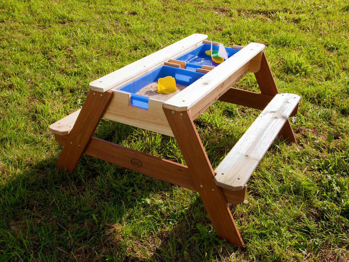 SAND- UND WASSERTISCH Holz, Kunststoff Braun  - Blau/Braun, KONVENTIONELL, Holz/Kunststoff (97,7/48,7/95cm) - Ambia Garden