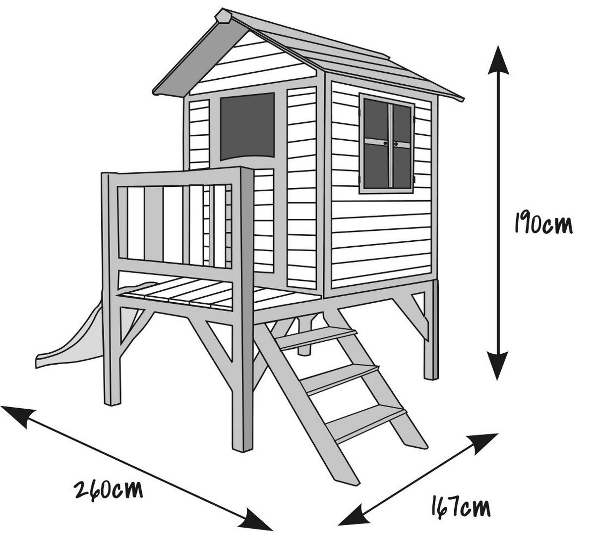 SPIELHAUS 260/190/167 cm axi  - Blau/Weiß, Basics, Holz (260/190/167cm)