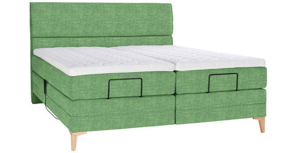 BOXSPRINGBETT 180/200 cm  in Grün  - Eichefarben/Grün, KONVENTIONELL, Holz/Textil (180/200cm) - Voleo