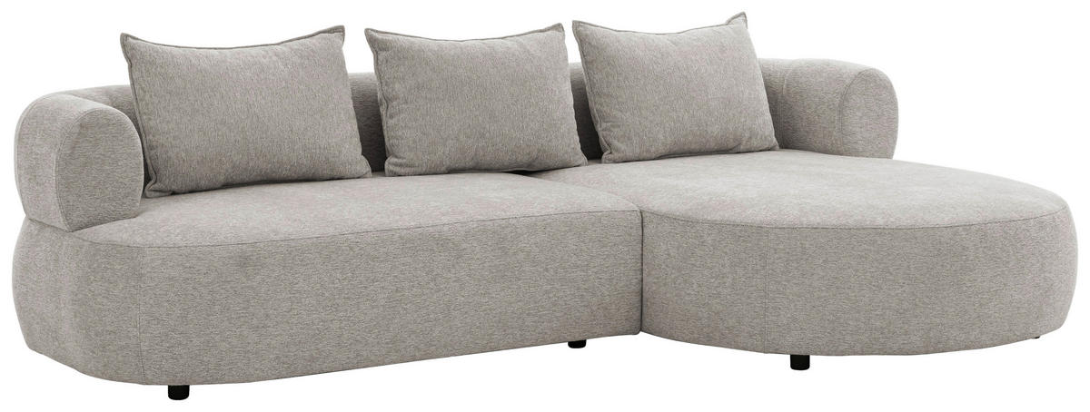 ECKSOFA in Chenille Hellgrau  - Hellgrau/Schwarz, Design, Kunststoff/Textil (256/156cm) - Livetastic