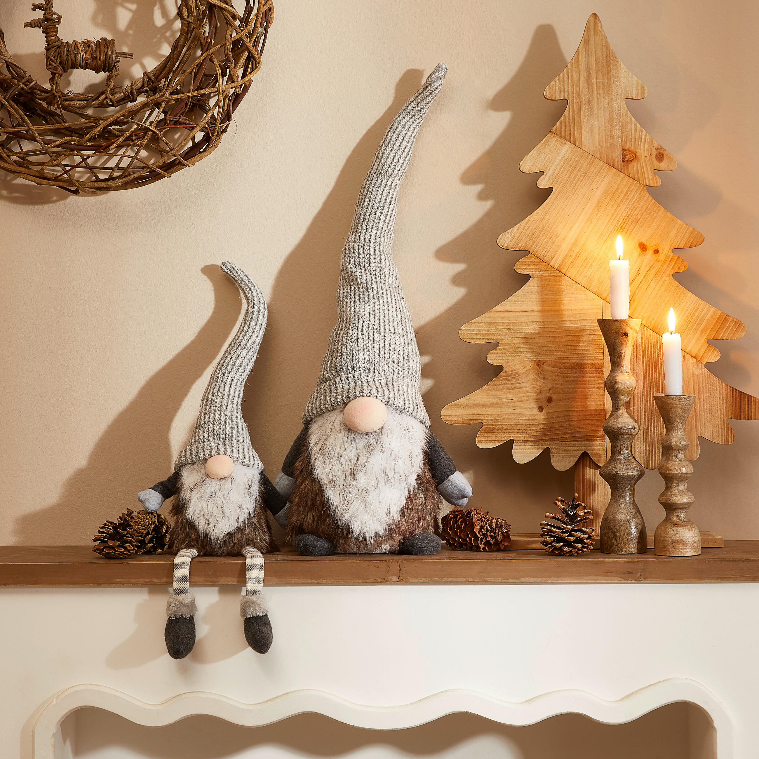 PATULJAK - tamno smeđa/svijetlo siva, Lifestyle, kamen/tekstil (18/65/13cm) - X-Mas