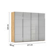 SCHWEBETÜRENSCHRANK  in Eiche Artisan, Seidengrau  - Chromfarben/Seidengrau, Design, Glas/Holzwerkstoff (271/223/68cm) - Novel
