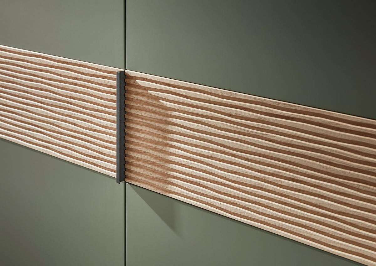 DREHTÜRENSCHRANK in Eichefarben, Olivgrün  - Eichefarben/Anthrazit, Design, Holz/Holzwerkstoff (300/229/60cm) - Dieter Knoll