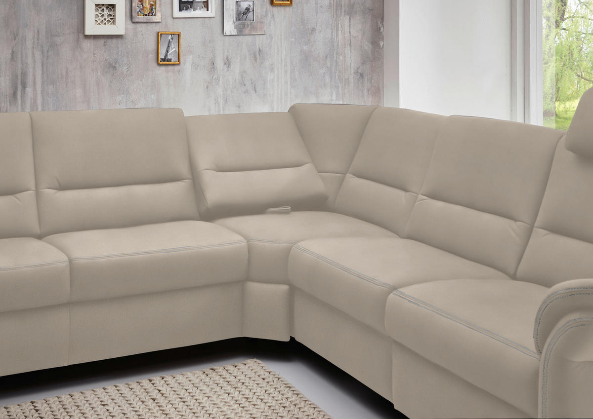 WOHNLANDSCHAFT in Mikrofaser Naturfarben  - Alufarben/Naturfarben, Konventionell, Textil/Metall (173/330/262cm) - Beldomo System