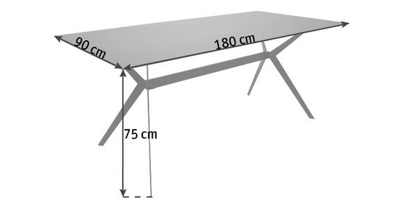 ESSTISCH 180/90/75 cm Metall, Keramik Grau, Schwarz rechteckig  - Schwarz/Grau, Design, Keramik/Metall (180/90/75cm) - Hom`in