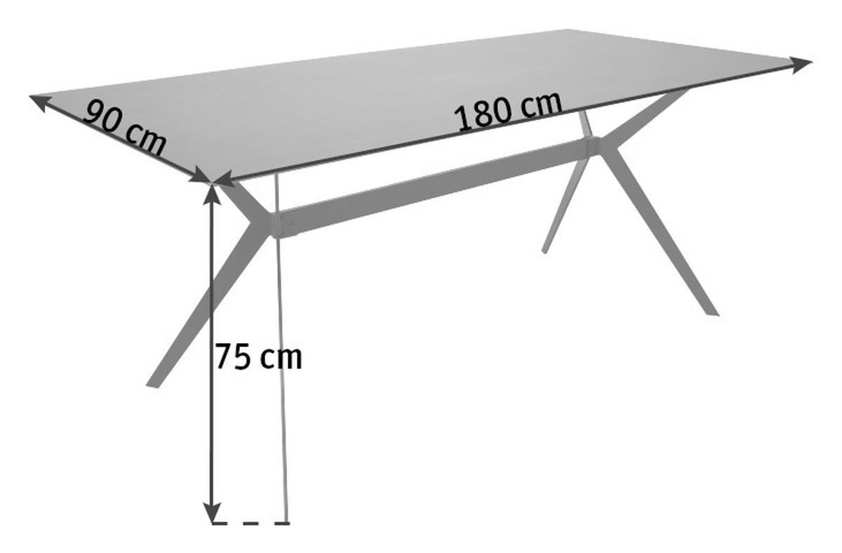JEDÁLENSKÝ STÔL, sivá, čierna, 180/90/75 cm - čierna/sivá, Design, kov/keramika (180/90/75cm) - Hom`in