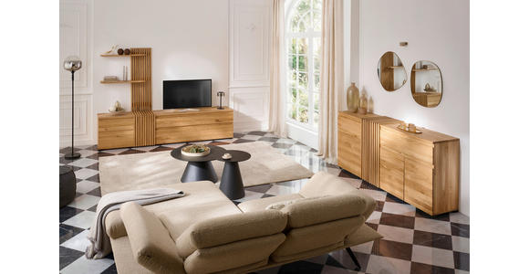 WOHNWAND  in Eichefarben  248,8/175,3/44 cm  - Eichefarben/Schwarz, Natur, Holz (248,8/175,3/44cm) - Linea Natura