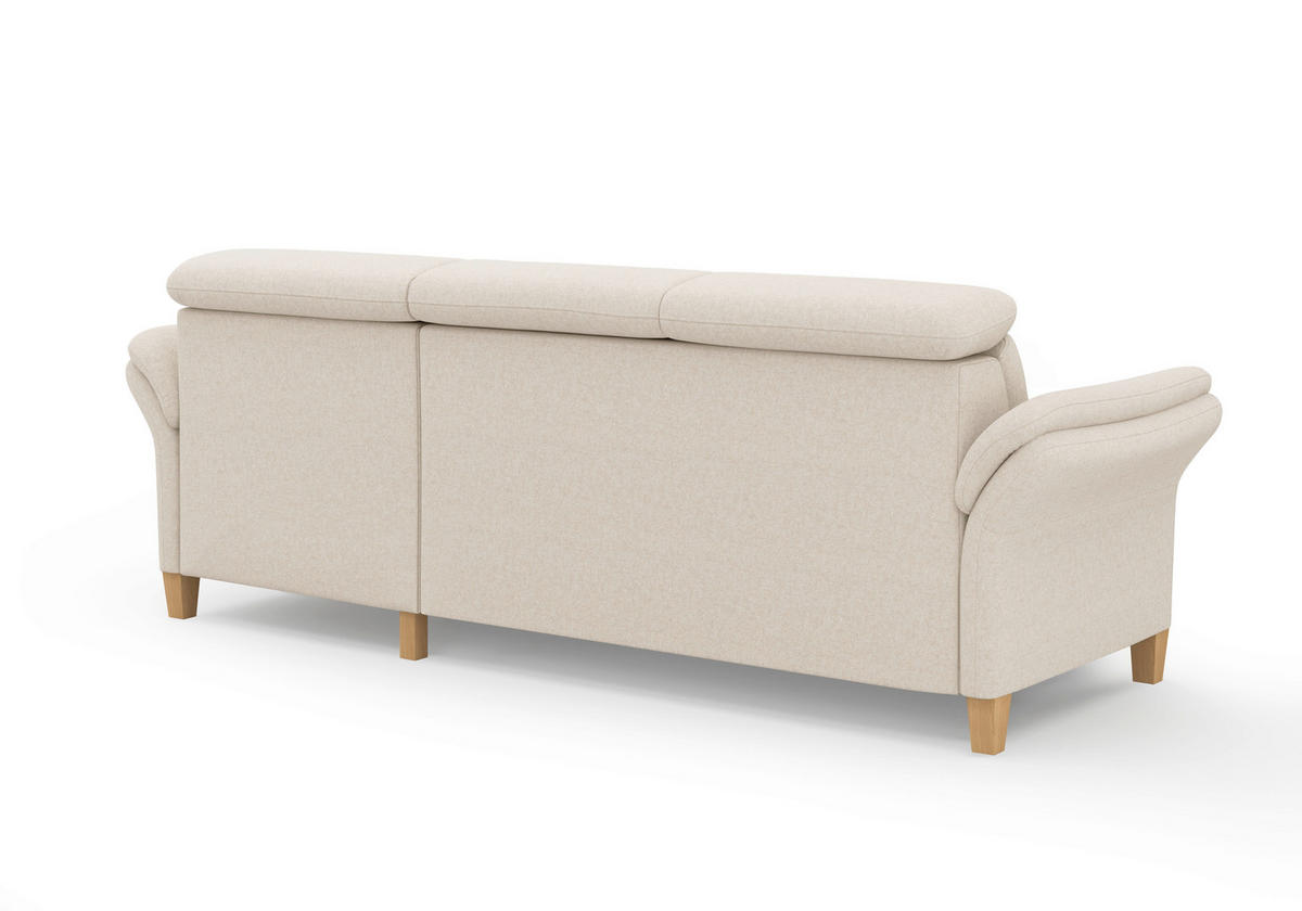 ECKSOFA GLENDALE E Creme Flachgewebe  - Eichefarben/Creme, KONVENTIONELL, Holz/Textil (253/166cm) - Sit & More