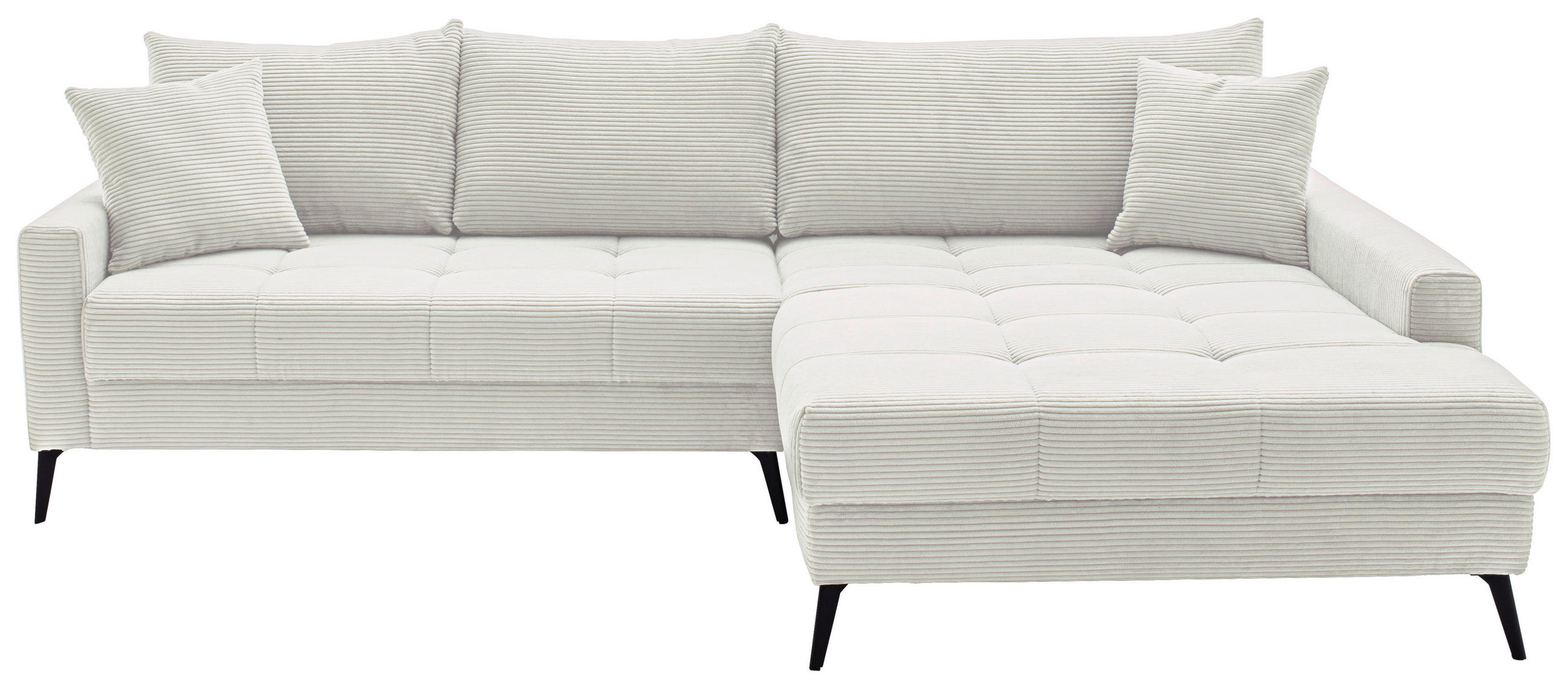 ECKSOFA Naturfarben Cord  - Schwarz/Naturfarben, KONVENTIONELL, Textil/Metall (280/173cm) - Hom`in