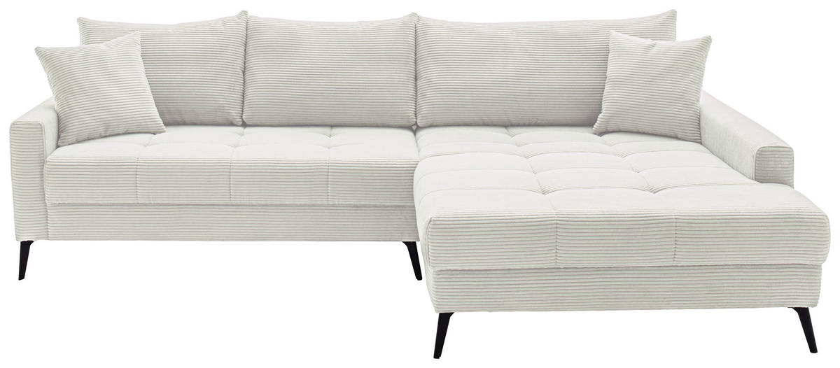 ECKSOFA Naturfarben Cord  - Schwarz/Naturfarben, KONVENTIONELL, Textil/Metall (280/173cm) - Hom`in