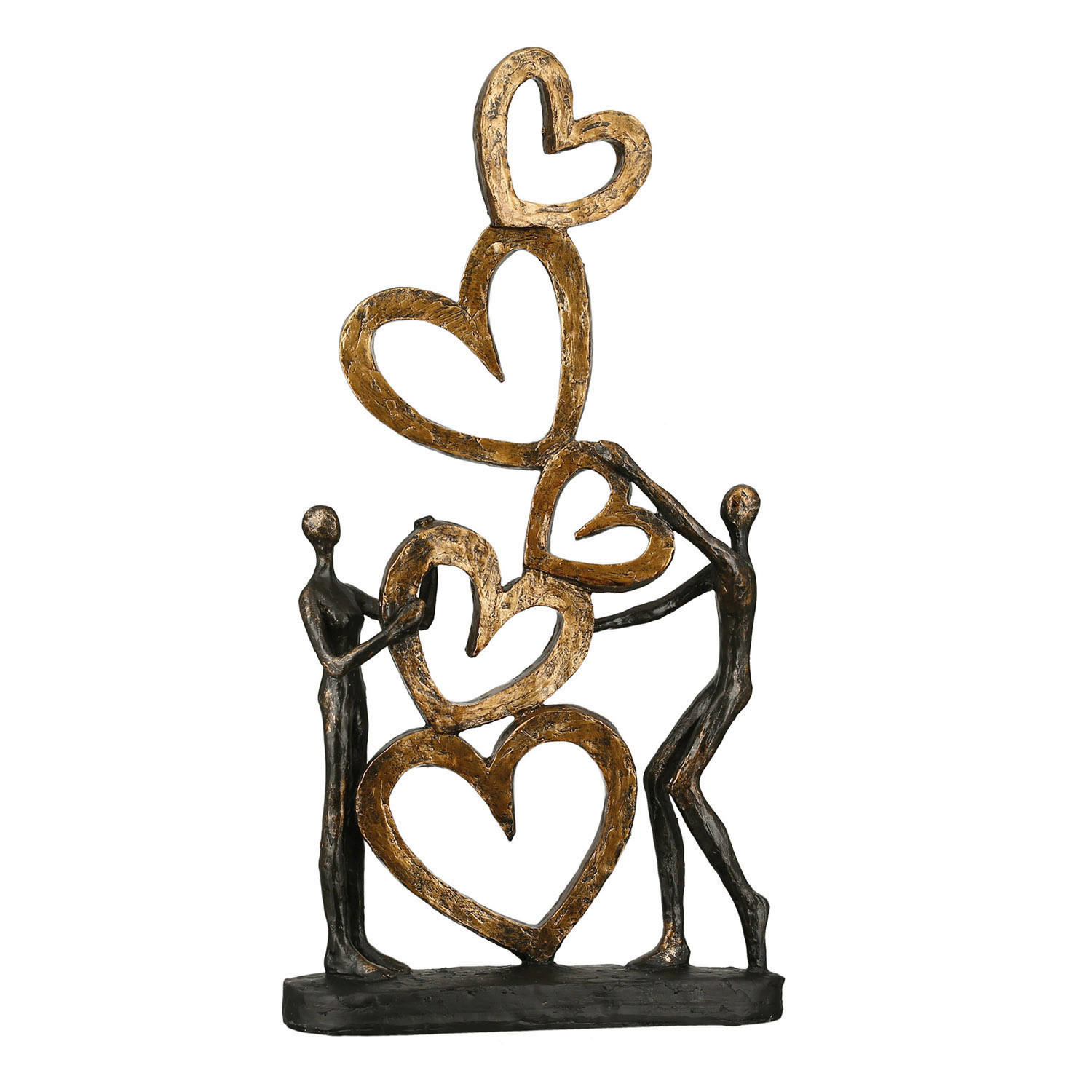 XXXLutz Skulptur Herz auf Herz Gold, Bronze 21x41x6.5 cm