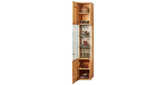 VITRINE in massiv Asteiche Eichefarben - Eichefarben/Schwarz, Natur, Glas/Holz (35/205,7/39,5cm) - Valnatura