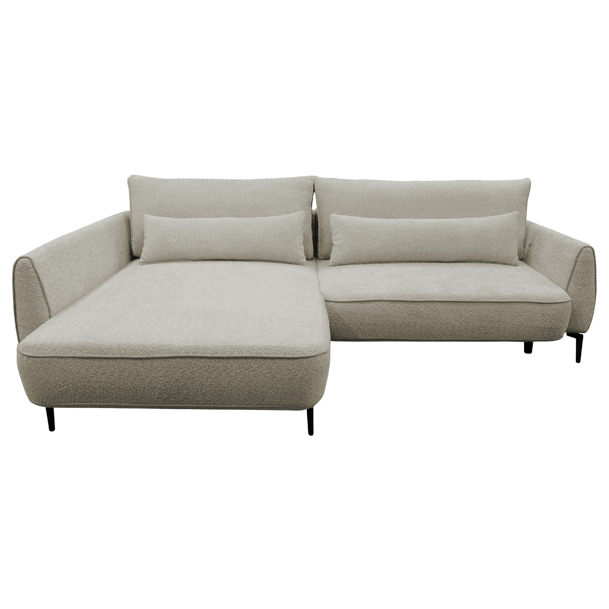 ECKSOFA in Bouclé Creme  - Creme/Schwarz, Design, Textil/Metall (204/273cm) - MID.YOU