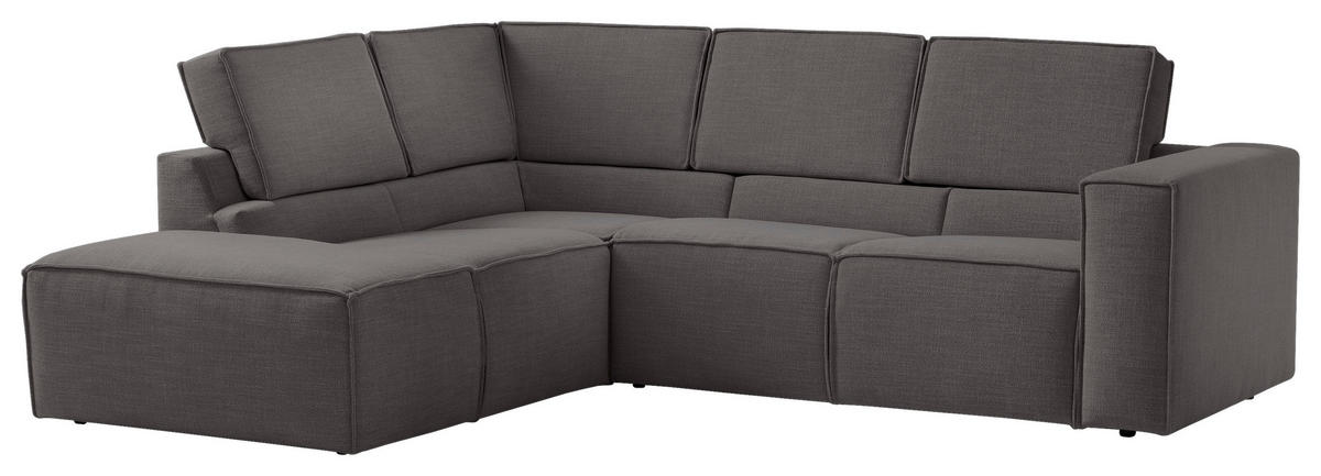 ECKSOFA DICE Dunkelgrau Struktur  - Dunkelgrau/Schwarz, MODERN, Kunststoff/Textil (220/275cm) - Trendmanufaktur
