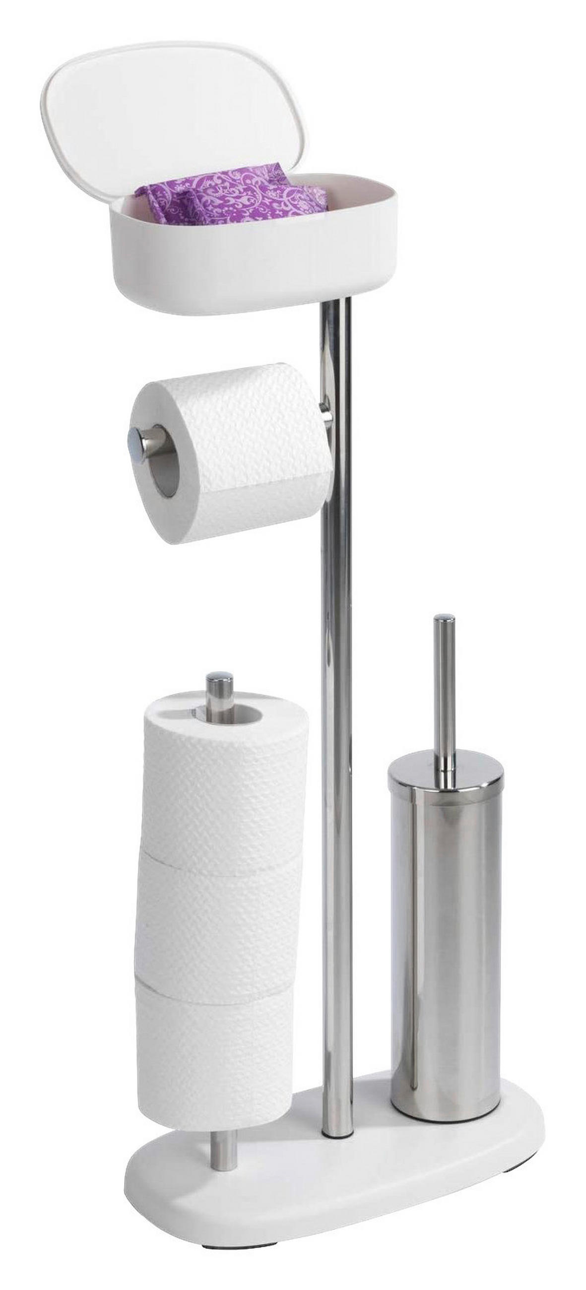 WC-BÜRSTENKOMBINATION - Edelstahlfarben/Weiß, Basics, Kunststoff/Metall (17/72,5/32cm) - Wenko