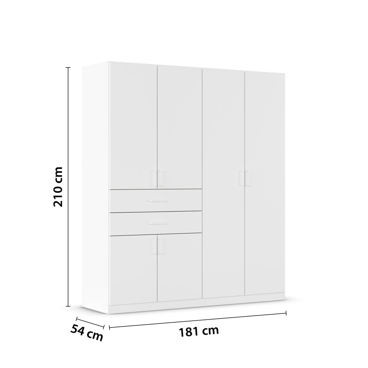 DREHTÜRENSCHRANK in Weiss  - Weiss, Modern, Holzwerkstoff/Kunststoff (180/210/54cm) - Rauch Möbel