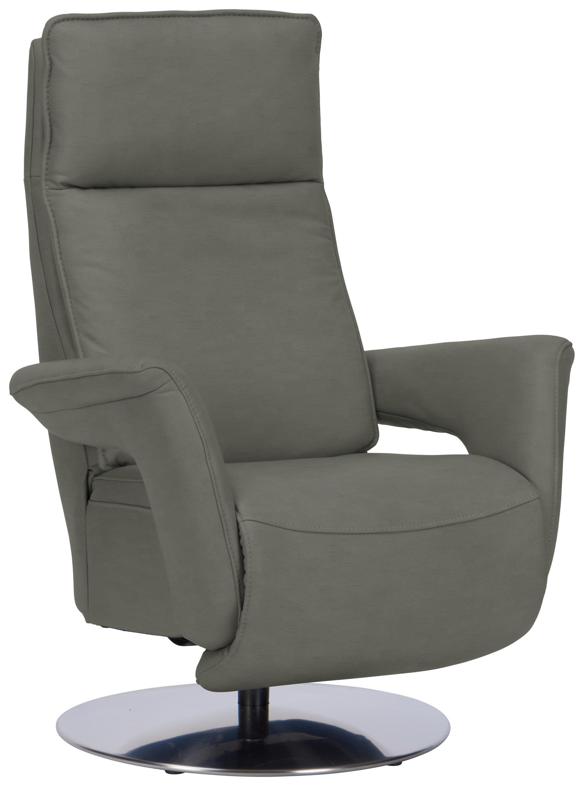 RELAXSESSEL in Leder Grau  - Edelstahlfarben/Grau, Design, Leder/Metall (83/112/87-174cm) - Valdera
