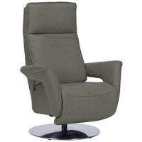 RELAXSESSEL in Leder Grau  - Edelstahlfarben/Grau, Design, Leder/Metall (83/112/87-174cm) - Valdera