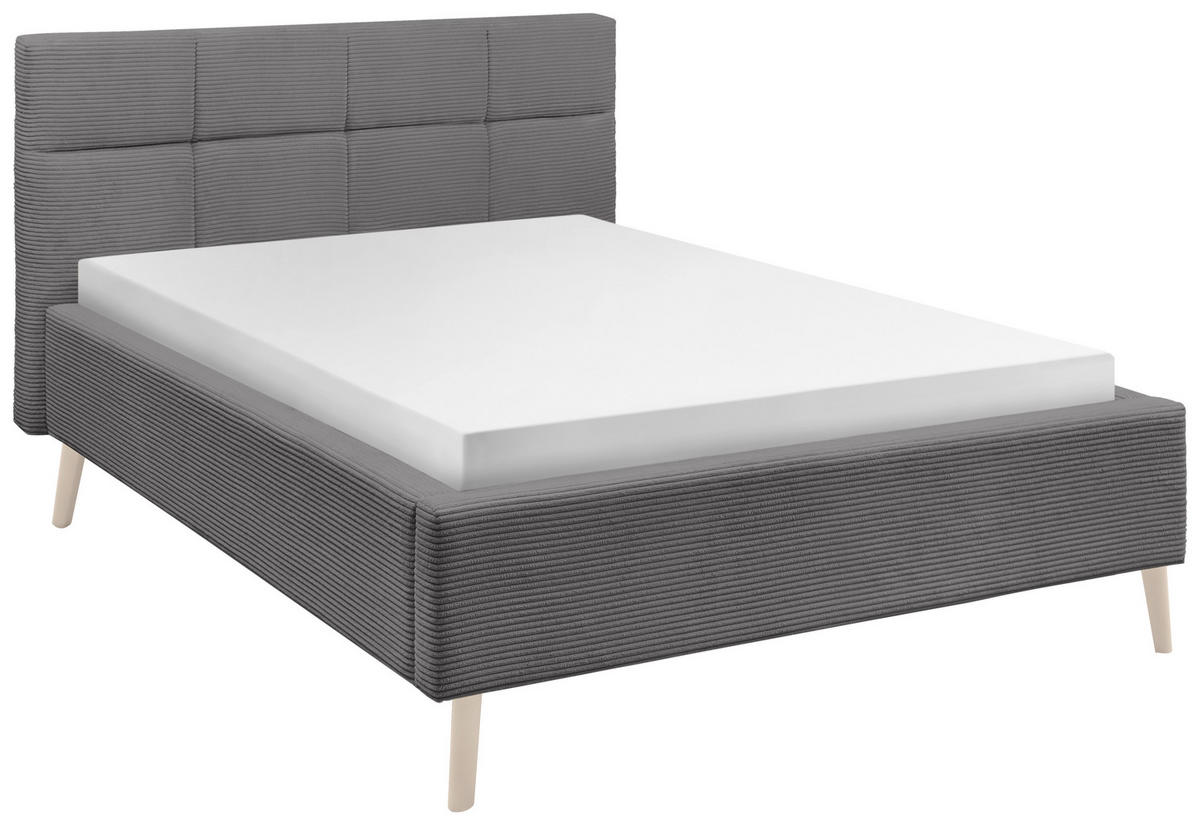 POLSTERBETT 140/200 cm,  in Grau,  - Eichefarben/Grau, KONVENTIONELL, Holz/Textil (140/200cm) - SetOne by Musterring