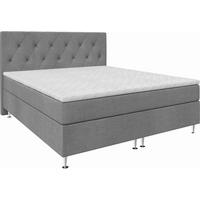 BOXSPRINGBETT 180/200 cm,  in Grau, Matratze, Bettkasten, Topper, H2 = mittel  - Silberfarben/Grau, KONVENTIONELL, Textil/Metall (180/200cm) - Chameo