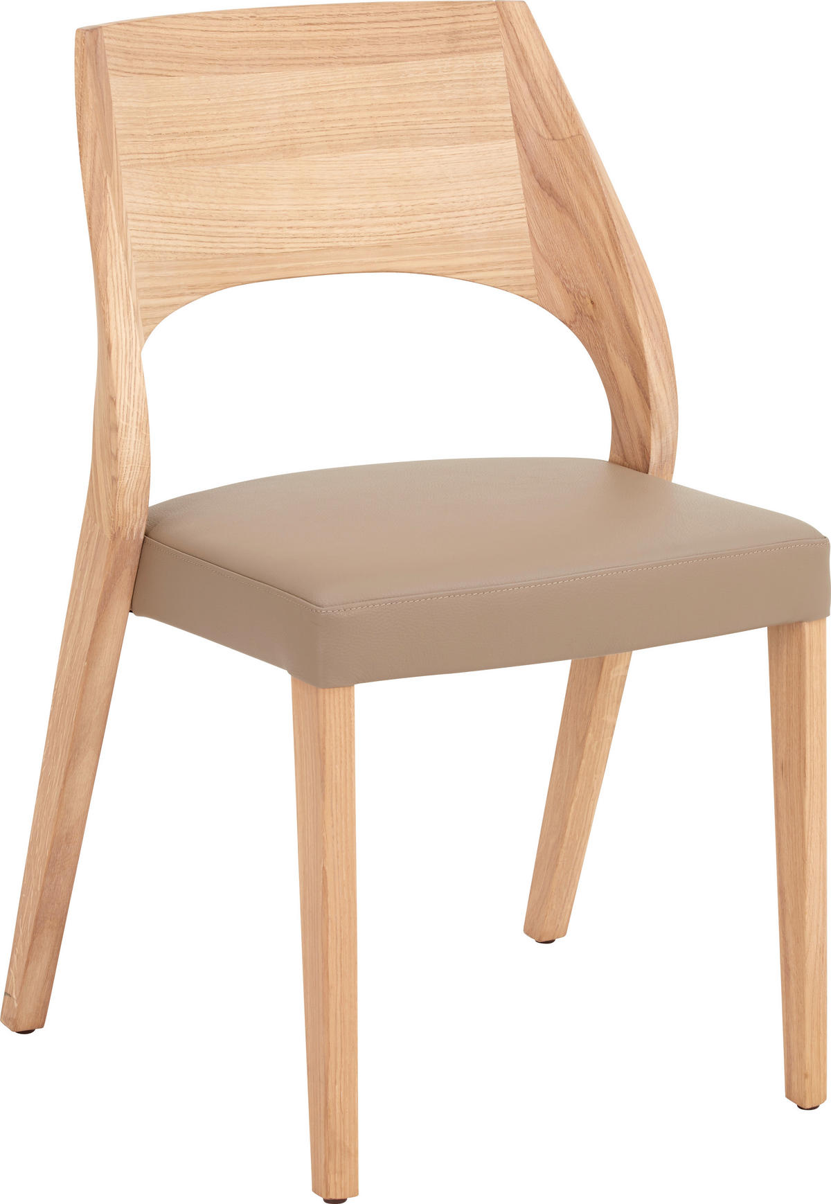 STUHL Echtleder Eichefarben, Hellbraun Wildeiche massiv  - Hellbraun/Eichefarben, Natur, Leder/Holz (54/86/61cm) - Voglauer