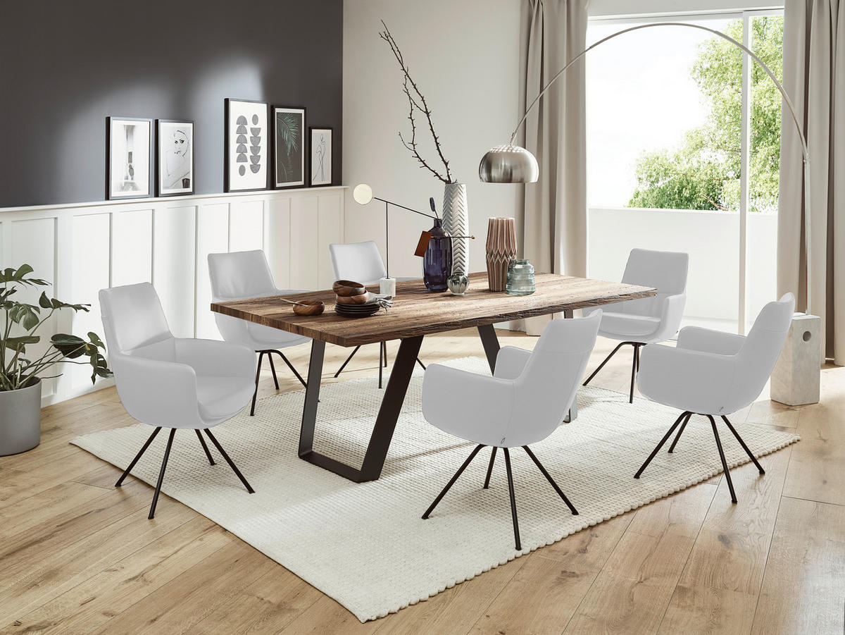 ARMLEHNSTUHL  in Stahl  - Weiss/Schwarz, Design, Leder/Metall (60/90/61cm) - Dieter Knoll