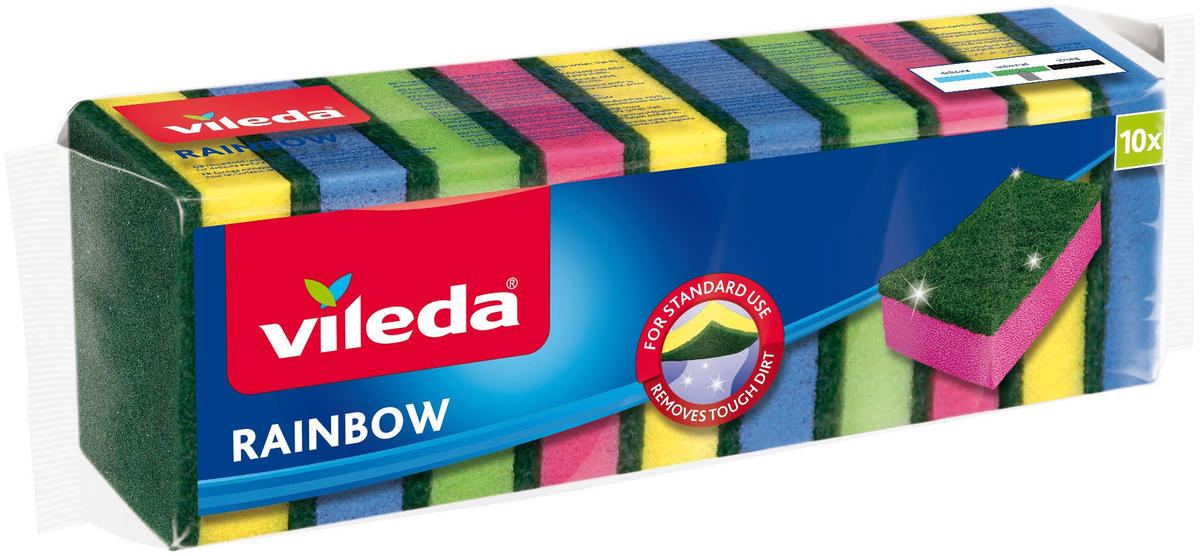 Tvättsvamp 10-pack, Vileda - multicolor, Basics, plast (30/8,5/5,8cm) - Best Price