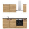 KÜCHENBLOCK 210 cm   in Eichefarben, Schieferfarben  - Schieferfarben/Eichefarben, MODERN, Holzwerkstoff/Metall (210cm) - Nobilia