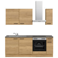 KÜCHENLEERBLOCK 210 cm   in Eichefarben, Schieferfarben  - Schieferfarben/Eichefarben, MODERN, Holzwerkstoff/Metall (210cm) - Nobilia