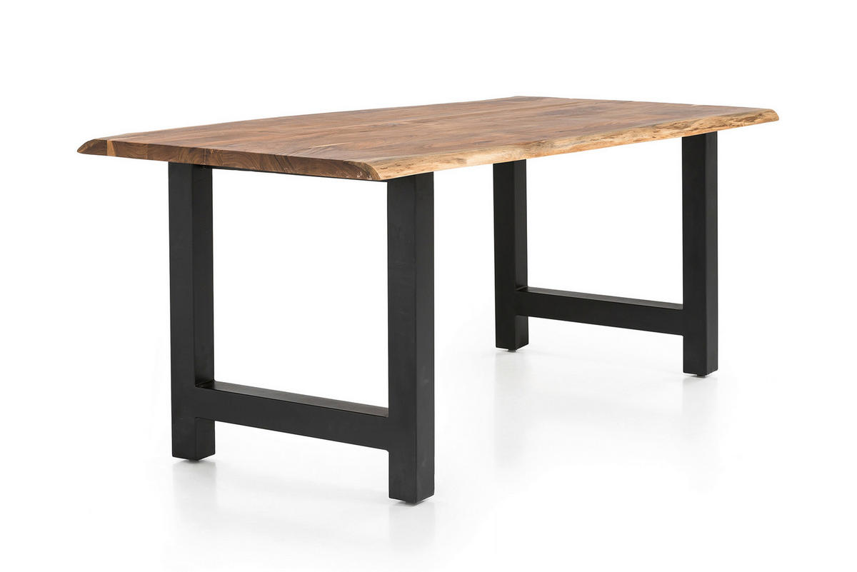 ESSTISCH in Holz 140/80/76,5 cm  - Schwarz/Naturfarben, MODERN, Holz/Metall (140/80/76,5cm) - Livetastic