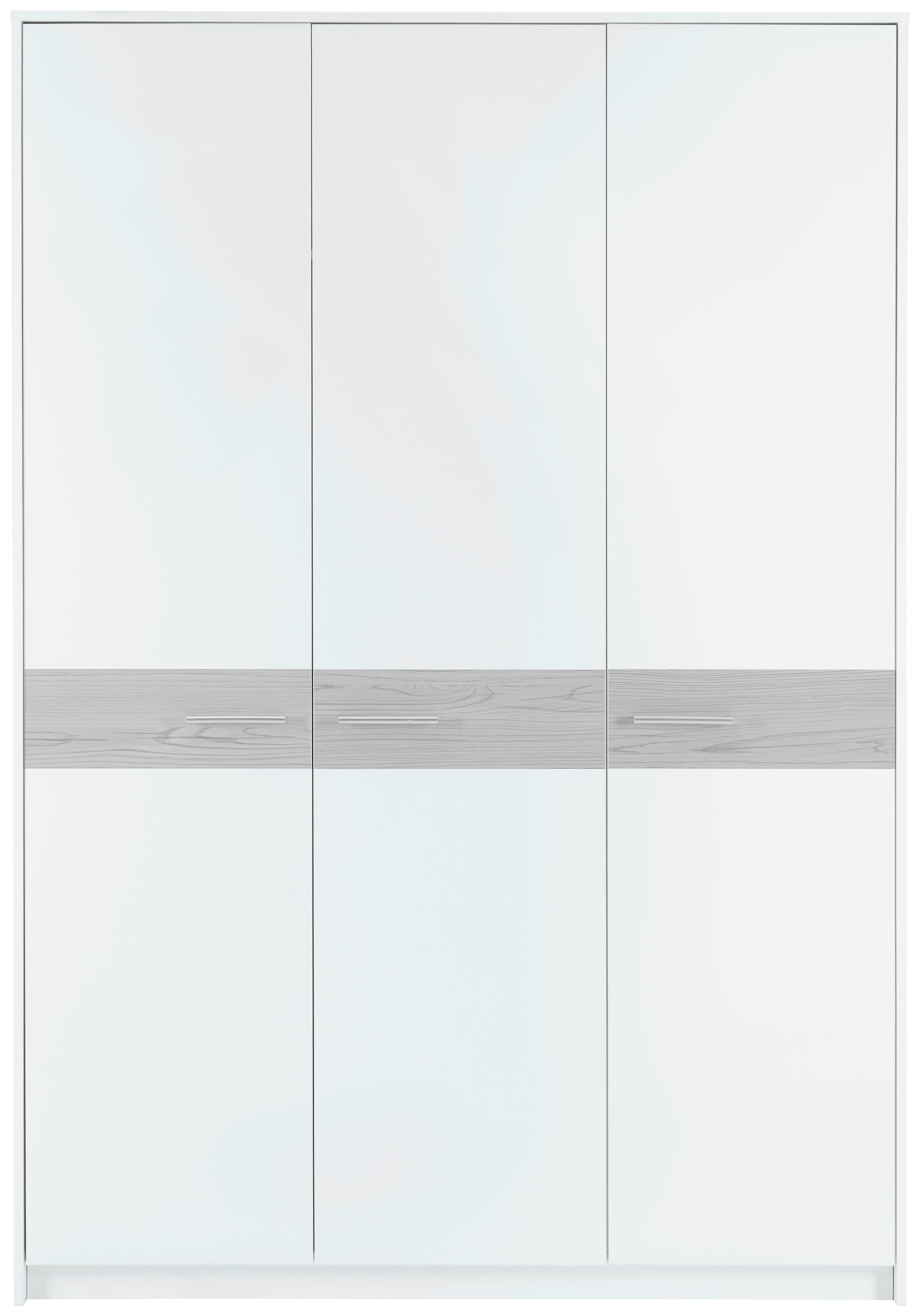 OTROŠKA OMARA ZA OBLAČILA, bela, barve pinije  - srebrne barve/bela, Basics, umetna masa/leseni material (135/195/53cm) - My Baby Lou