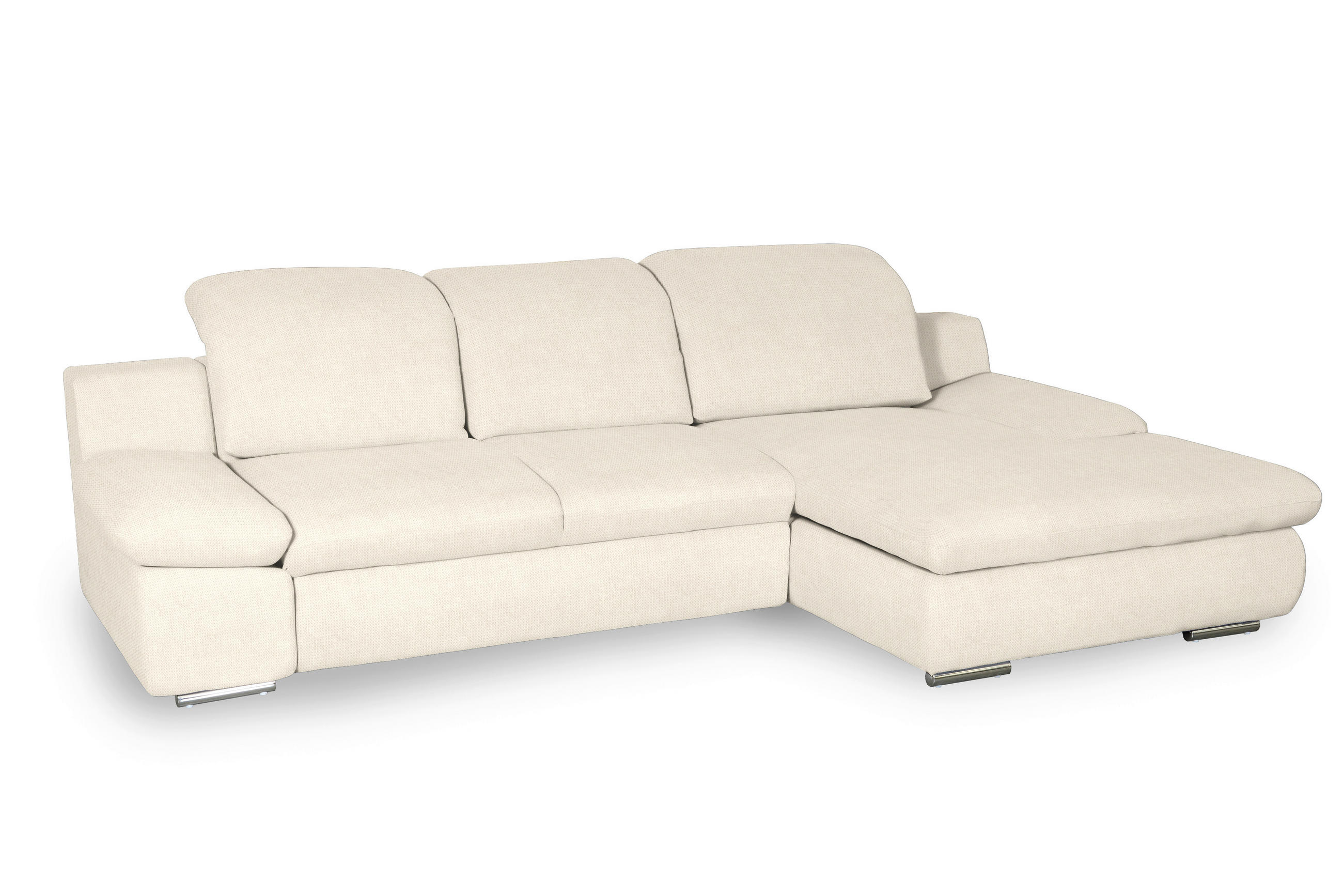 ECKSOFA in Chenille Creme  - Chromfarben/Creme, Design, Textil/Metall (286/165cm) - Livetastic