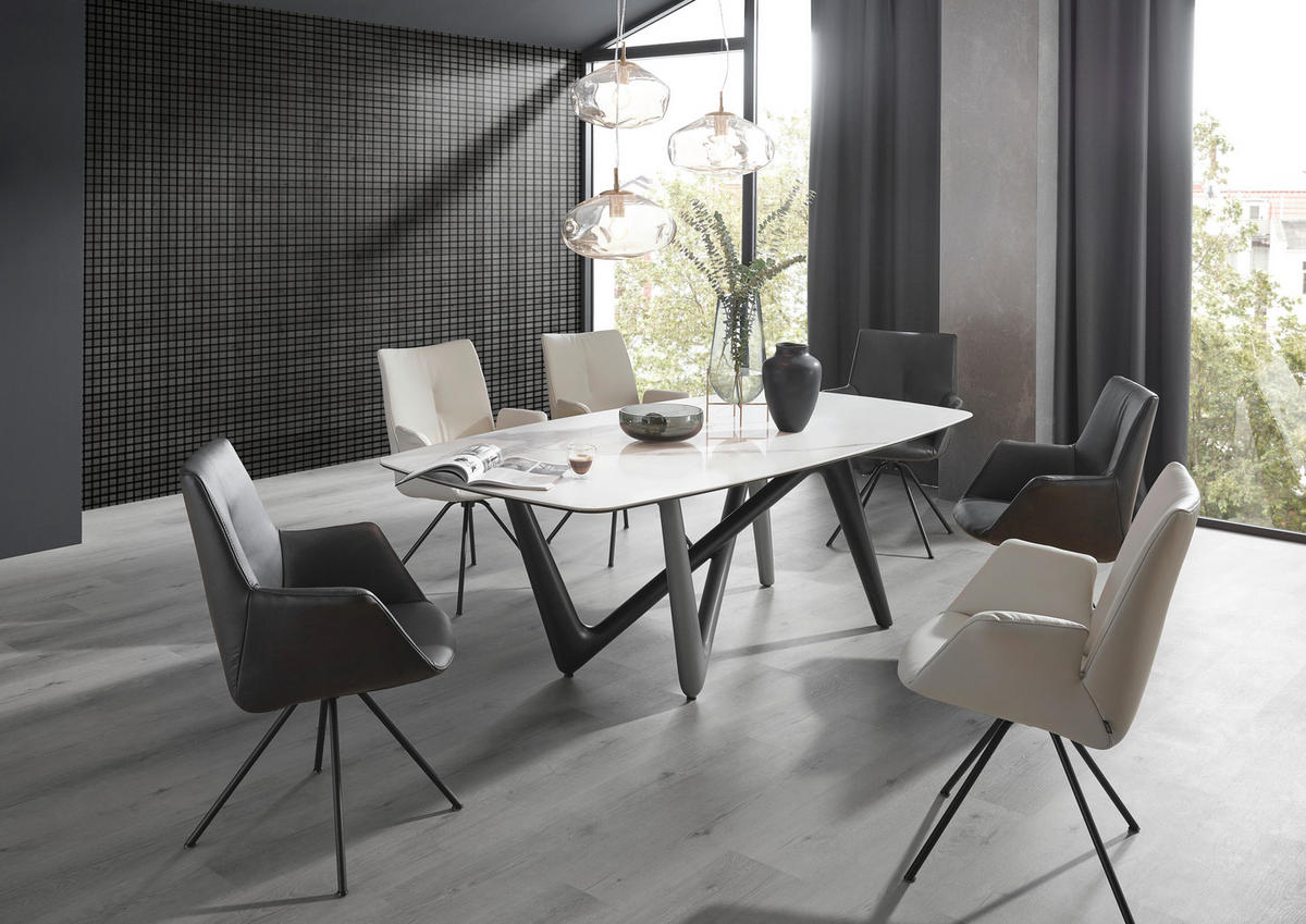 ESSTISCH in Kunststoff, Keramik 220/110/75 cm  - Anthrazit/Weiß, Design, Keramik/Kunststoff (220/110/75cm) - Dieter Knoll