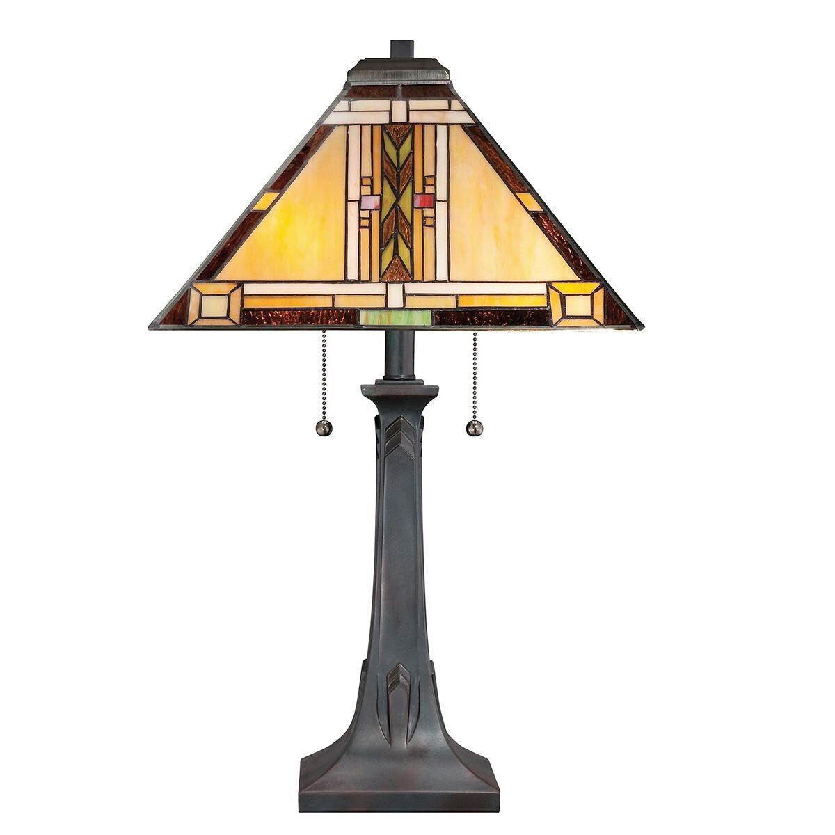 TISCHLEUCHTE - Dunkelbraun/Multicolor, Konventionell, Glas/Naturmaterialien (40.6/63,1cm) - Elstead Lighting