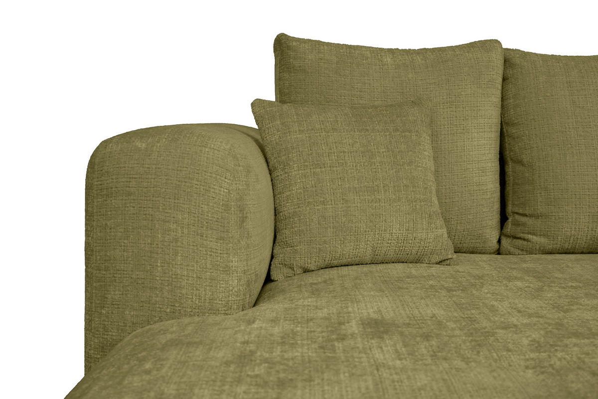 ECKSOFA Olivgrün Chenille Zierkissen, Rückenkissen, Rücken echt  - Schwarz/Olivgrün, MODERN, Kunststoff/Textil (188/276cm) - Milino