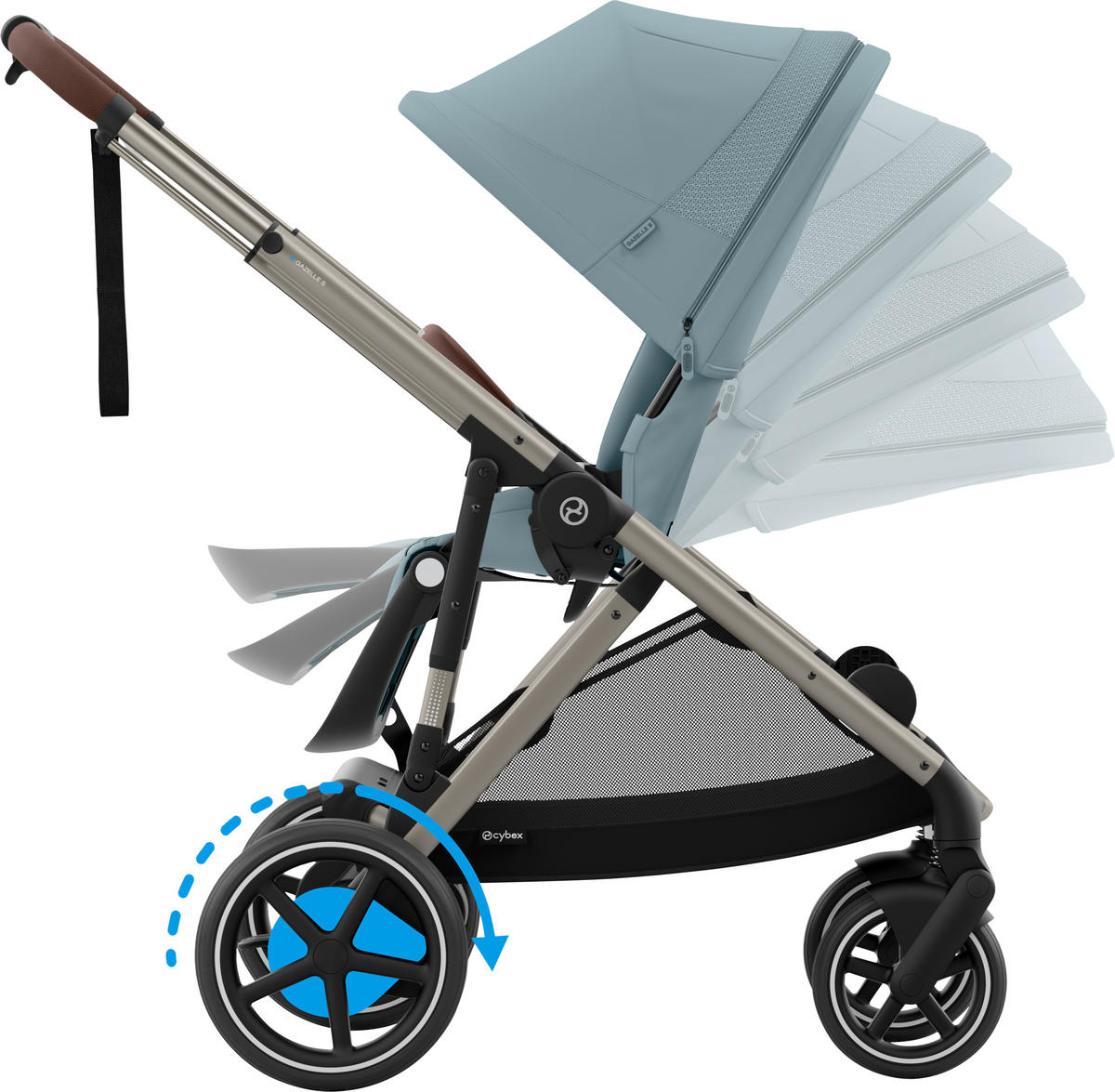 KINDERWAGEN E-GAZELLE S  - Taupe/Hellblau, Basics, Kunststoff/Metall (94.5/66/100cm) - Cybex