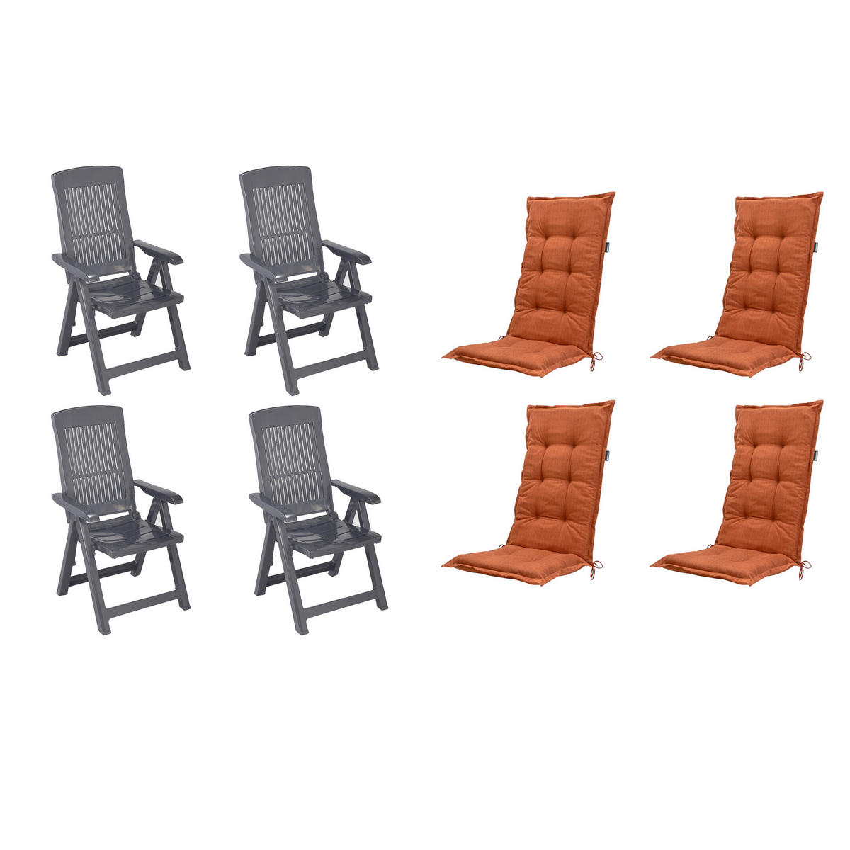 GARTENSTUHL-SET Kunststoff, Textil Anthrazit, Terracotta  - Anthrazit/Terracotta, MODERN, Kunststoff/Textil (44/111/50cm) - Gardenson