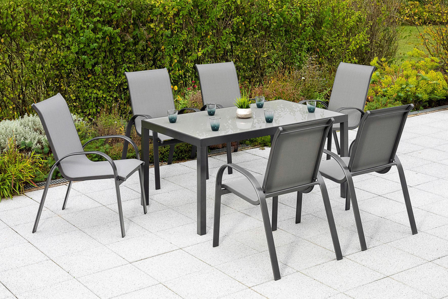 GARTENSET Aluminium  - Graphitfarben/Grau, MODERN, Textil/Metall - Gardenson