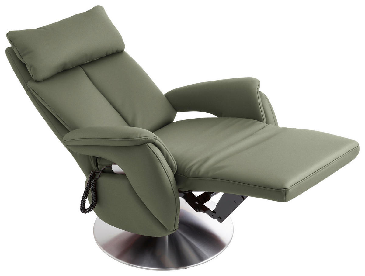 RELAXSESSEL in Leder Grün  - Edelstahlfarben/Grün, Konventionell, Leder/Metall (78/110/81cm) - Cantus