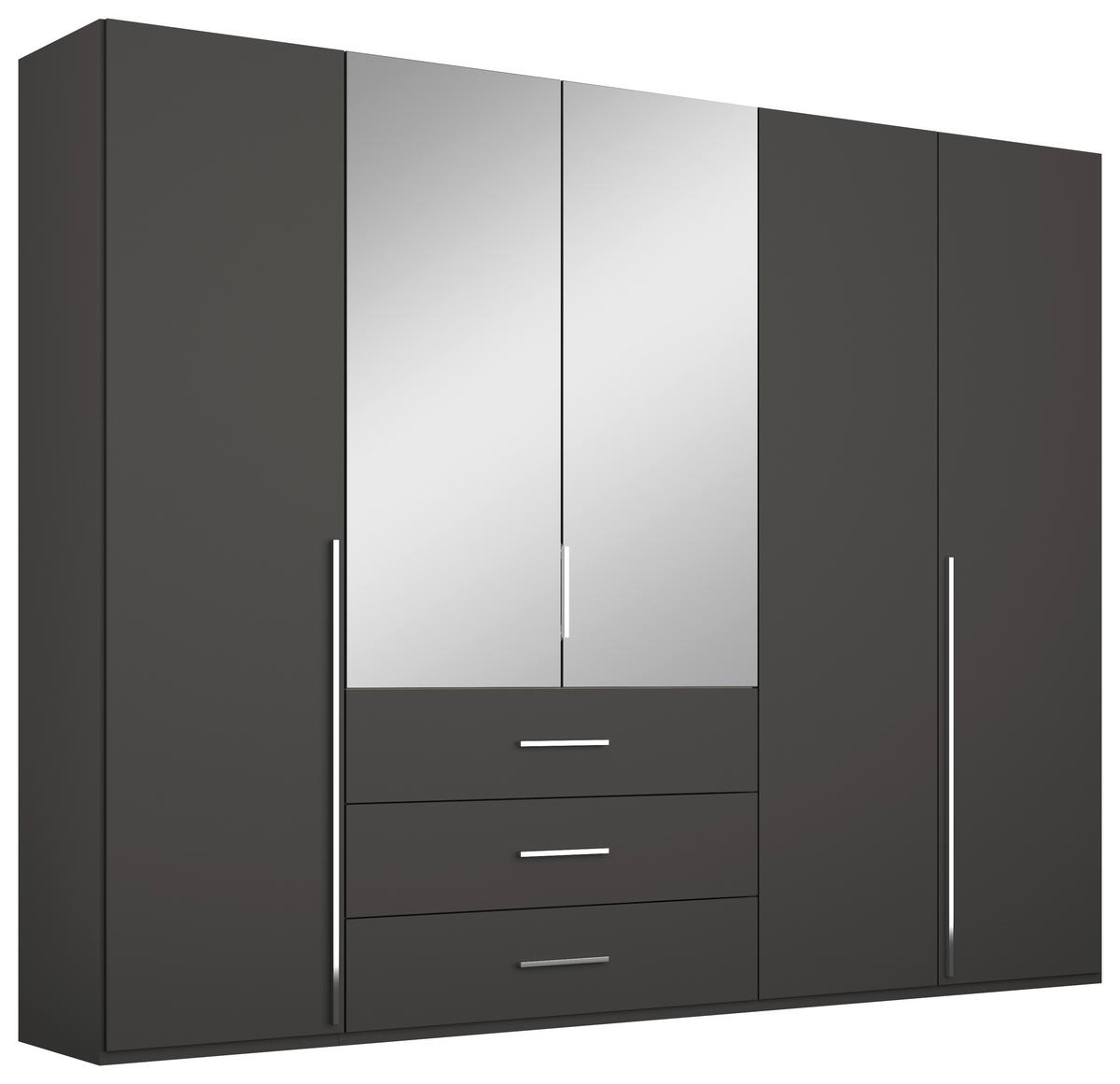 DREHTÜRENSCHRANK 251/223/60 cm,  in Graphitfarben, 5-türig  - Chromfarben/Graphitfarben, Design, Glas/Holzwerkstoff (251/223/60cm) - home24