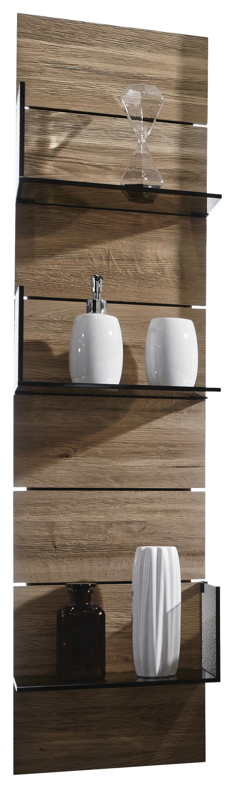 BADEZIMMERREGAL 31,6/21,5/127,5 cm  - Eichefarben, Natur, Glas/Holz (31,6/21,5/127,5cm) - Voglauer