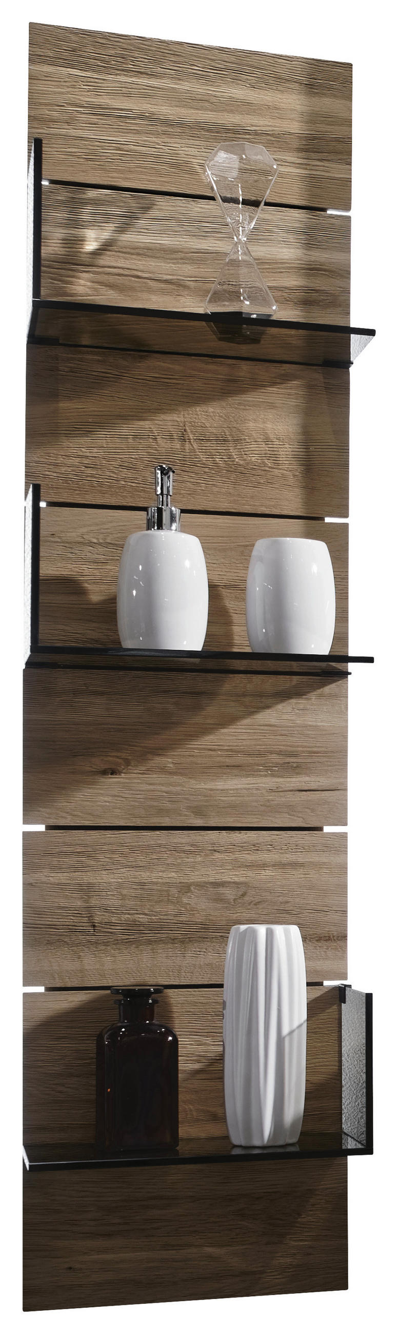 BADEZIMMERREGAL 31,6/21,5/127,5 cm  - Eichefarben, Natur, Glas/Holz (31,6/21,5/127,5cm) - Voglauer