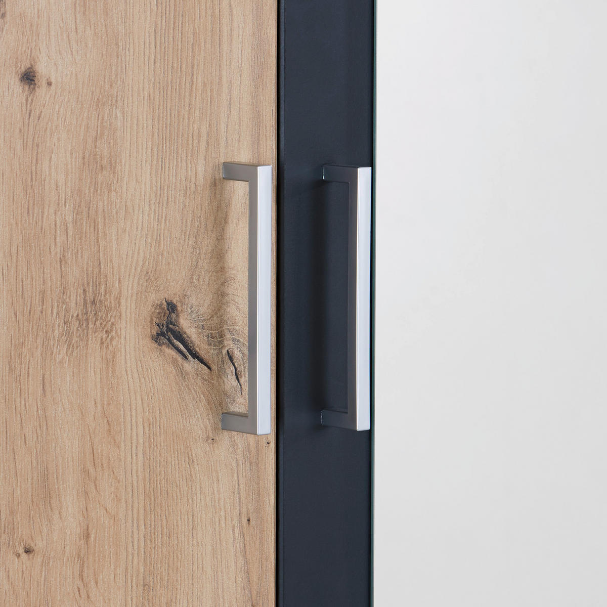 KLEIDERSCHRANK in Graphitfarben, Eichefarben  - Eichefarben/Alufarben, Konventionell, Holzwerkstoff/Kunststoff (225/210/58cm) - MID.YOU