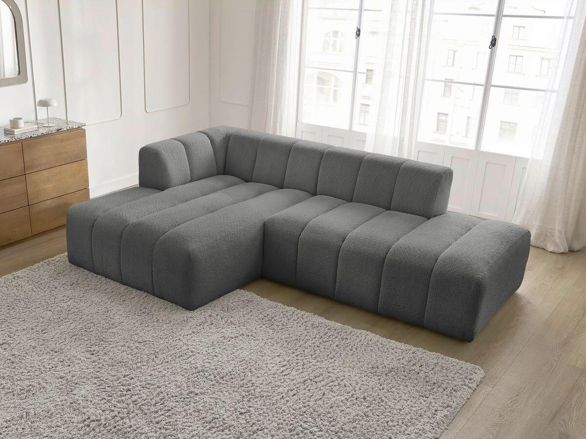 ECKSOFA  ANNECY Dunkelgrau Bouclé  - Dunkelgrau/Schwarz, MODERN, Kunststoff/Textil (170/262cm)