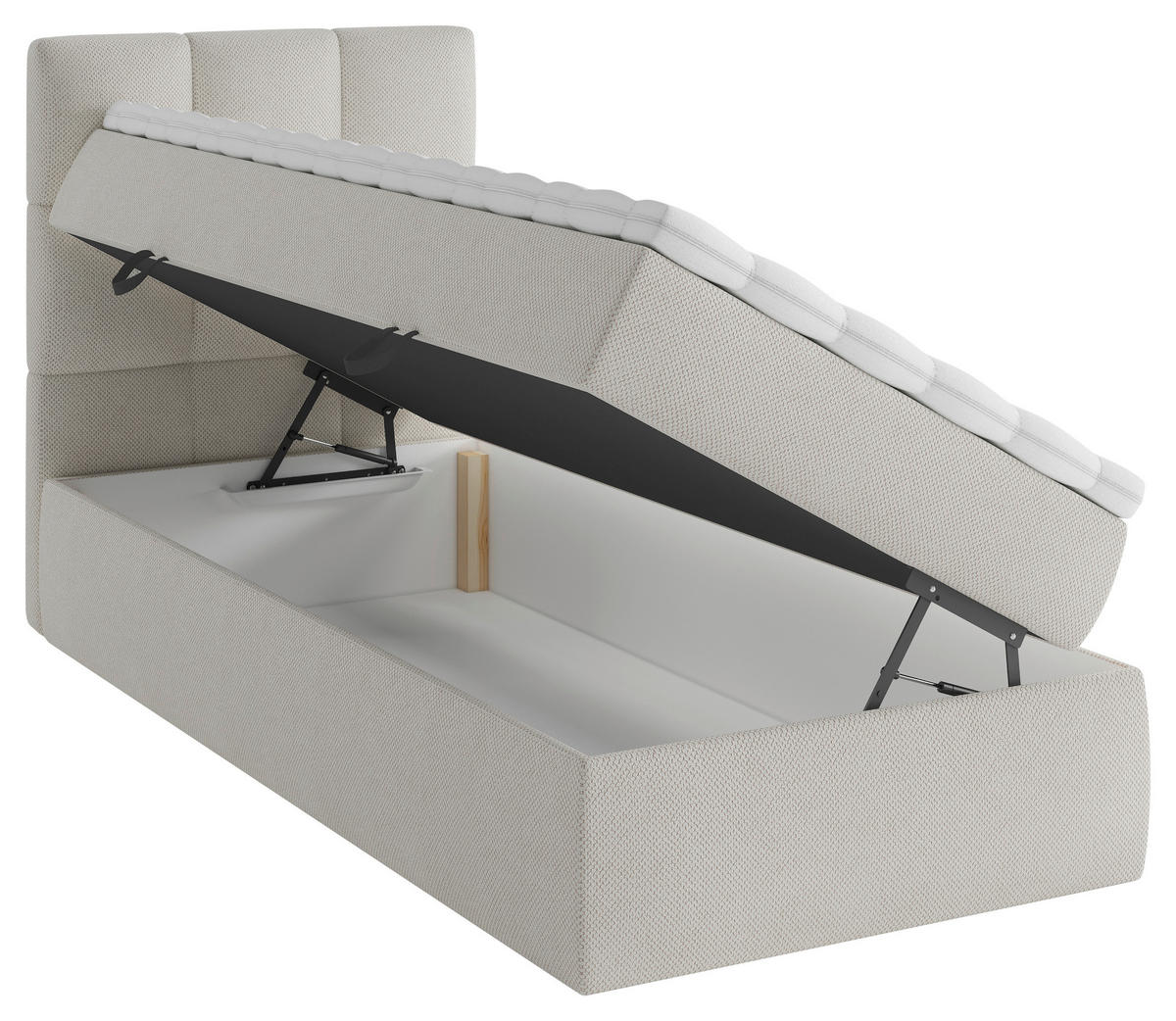 BOXBETT 90/200 cm  in Creme  - Creme/Schwarz, Modern, Holz/Holzwerkstoff (90/200cm) - MID.YOU