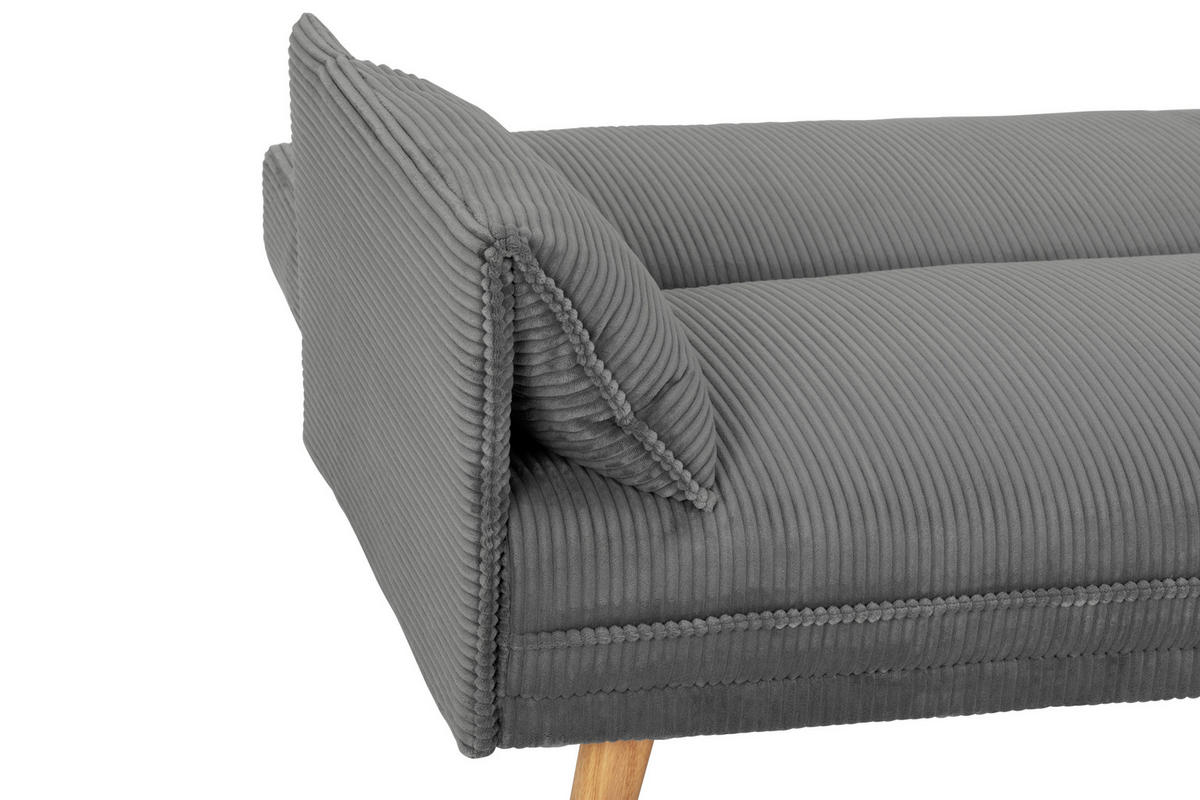 SCHLAFSOFA Cord Grau  - Naturfarben/Grau, Design, Holz/Textil (193/81/92cm) - Livetastic