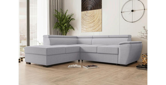 ECKSOFA  in Flachgewebe Grau  - Schwarz/Grau, KONVENTIONELL, Kunststoff/Textil (220/266cm) - Carryhome